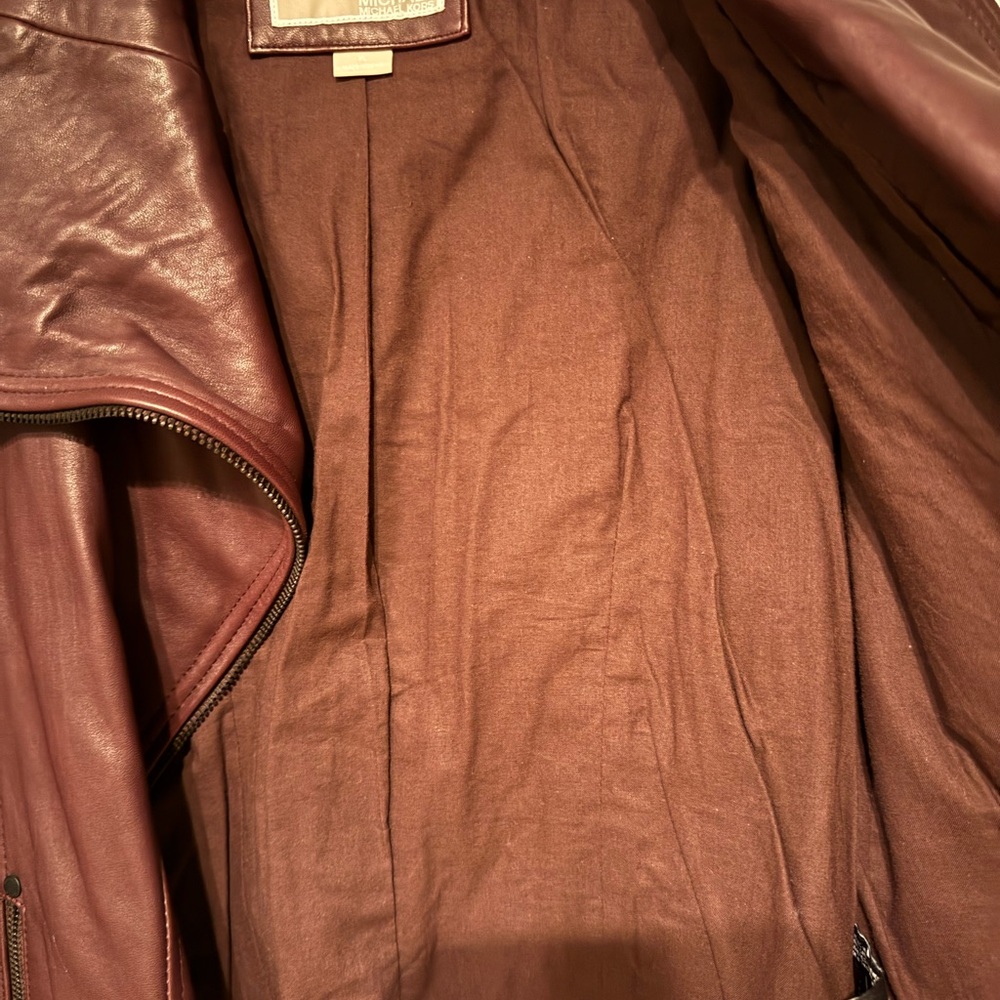 Michael Kors Deep Burgundy Leather Jacket - Picture 7 of 7